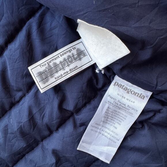 Patagonia Duck Down Sweater Boys Size Small 7-8 Full Zip Puffer Jacket Navy - Picture 6 of 7